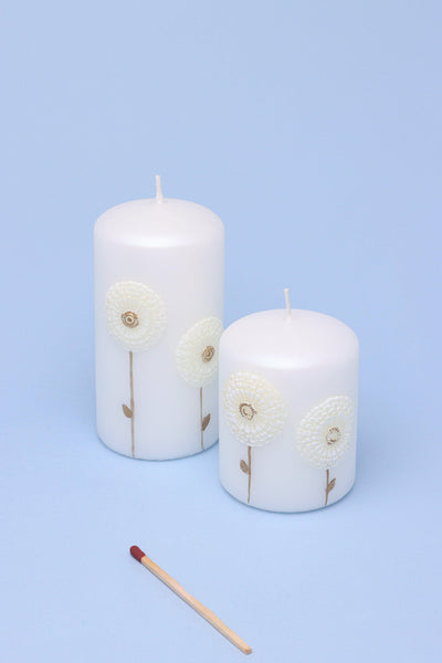 Gdecorstore Candles & Candle Holders White / Set Margaret Flower White Elegant Pillar Candle