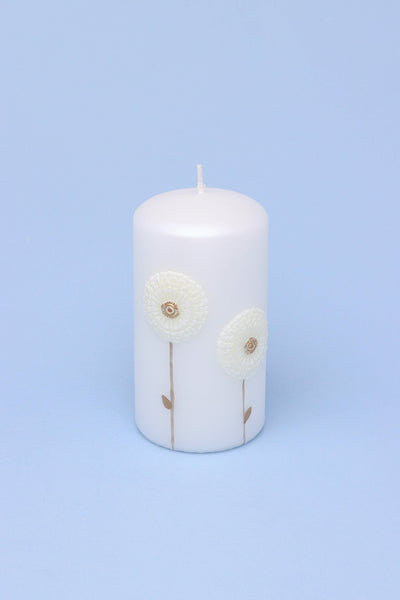 Gdecorstore Candles & Candle Holders White / Large Margaret Flower White Elegant Pillar Candle