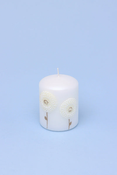 Gdecorstore Candles & Candle Holders White / Small Margaret Flower White Elegant Pillar Candle
