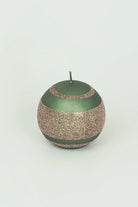 Clarae Matte Pillar and Ball Candles, Green and Gold — alternate view, G Decor