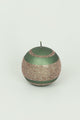 Matte Finish Clarae Limited Edition Hand-Finished Green & Gold Stripe Glitter Pillar & Ball Candles - G Decor