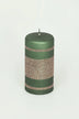 matte-finish-clarae-limited-edition-hand-finished-green-and-gold-stripe-glitter-pillar-and-ball-candles-g-decor-83388 - G Decor