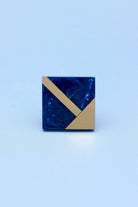 Matteo Deco Marble Effect Cabinet Knob in Gold and Ocean Breeze — close-up view, G Decor