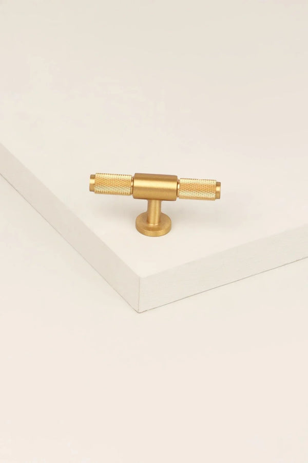 Mayfair Knurled Brass Single T-Bar Handle