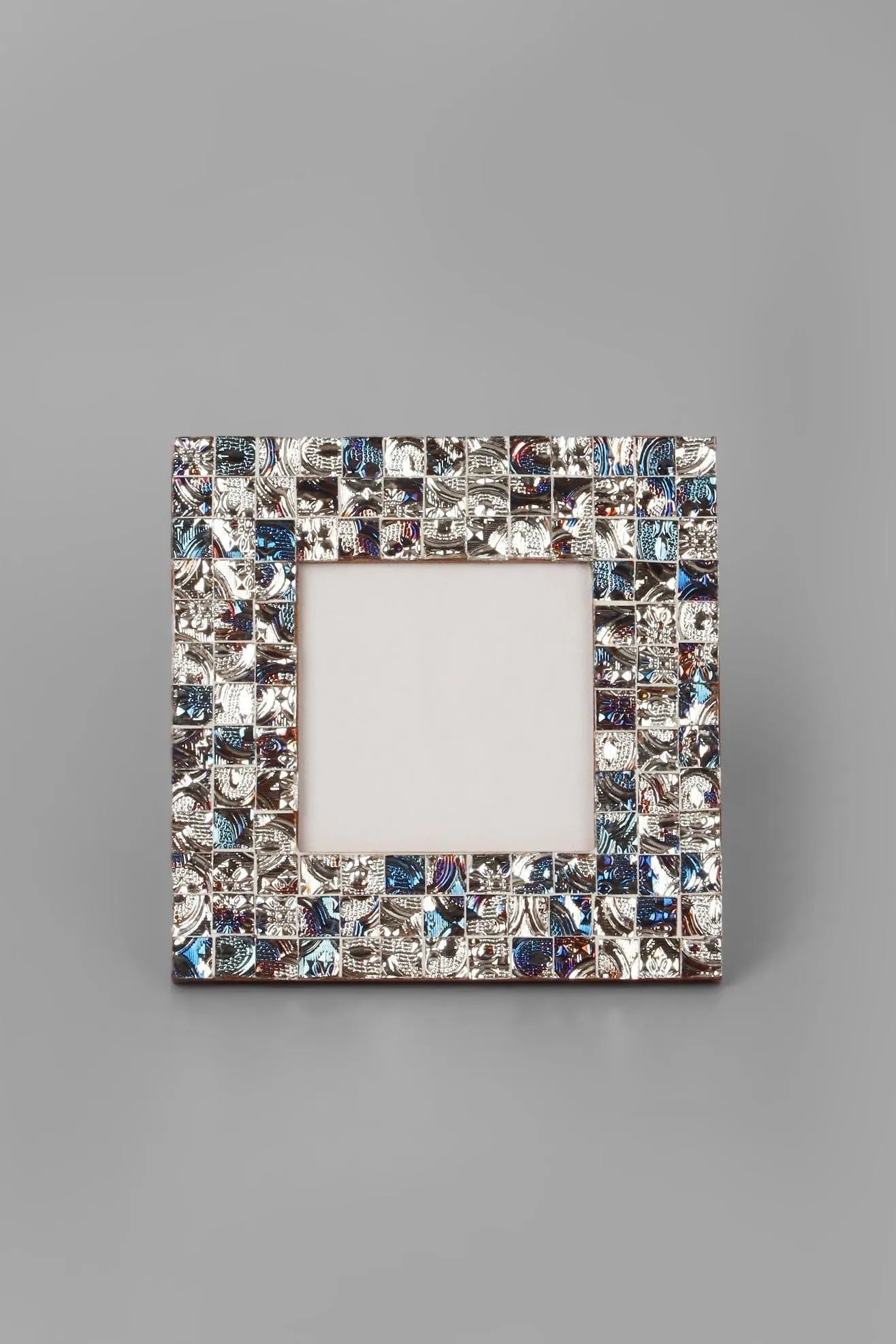 Mediterranean Silver and Blue Mosaic Photo Frame — lifestyle view, G Decor
