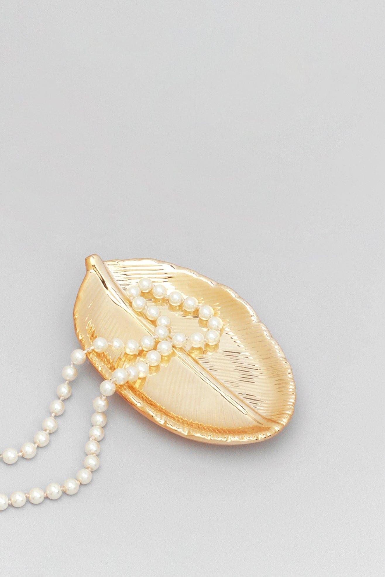 Metallic Shiny Ornate Nature Leaf Textured Jewellery Tray - G Decor