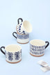 Milo Set of 4 Handcrafted Ceramic Mugs Large Cups with Blue Brushstroke Design - G Decor