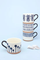 Milo Blue Brushstroke Ceramic Mugs, Set of 4 — view 6, G Decor