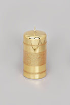 Mirror Glass Effect Clarae Limited Edition Hand-Finished Gold Stripe Glitter Pillar & Ball Candles - G Decor