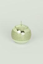 Mirror Glass Effect Clarae Limited Edition Hand-Finished Light Green Stripe Glitter Pillar & Ball Candles - G Decor