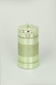 Mirror Glass Effect Clarae Limited Edition Hand-Finished Light Green Stripe Glitter Pillar & Ball Candles - G Decor