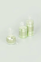 Clarae Pillar and Ball Candles, Light Green Stripe — view 5, G Decor