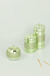 mirror-glass-effect-clarae-limited-edition-hand-finished-light-green-stripe-glitter-pillar-and-ball-candles-g-decor-97369 - G Decor