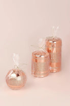 Clarae Pillar and Ball Candles, Rose Gold Stripe — view 5, G Decor