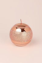 Mirror Glass Effect Clarae Limited Edition Hand-Finished Rose Gold Stripe Glitter Pillar & Ball Candles - G Decor