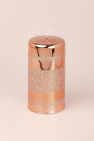 Clarae Pillar and Ball Candles, Rose Gold Stripe — lifestyle view, G Decor