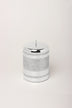 Clarae Mirror Glass Pillar and Ball Candles in Silver Stripe Glitter — close-up view, G Decor