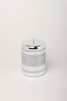 Mirror Glass Effect Clarae Limited Edition Hand-Finished Silver Stripe Glitter Pillar & Ball Candles - G Decor