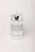 Clarae Mirror Glass Pillar and Ball Candles in Silver Stripe Glitter — alternate view, G Decor