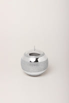 Mirror Glass Effect Clarae Limited Edition Hand-Finished Silver Stripe Glitter Pillar & Ball Candles - G Decor