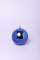 Clarae Reflet Mirror Glass Pillar and Ball Candle in Deep Sapphire — lifestyle view, G Decor