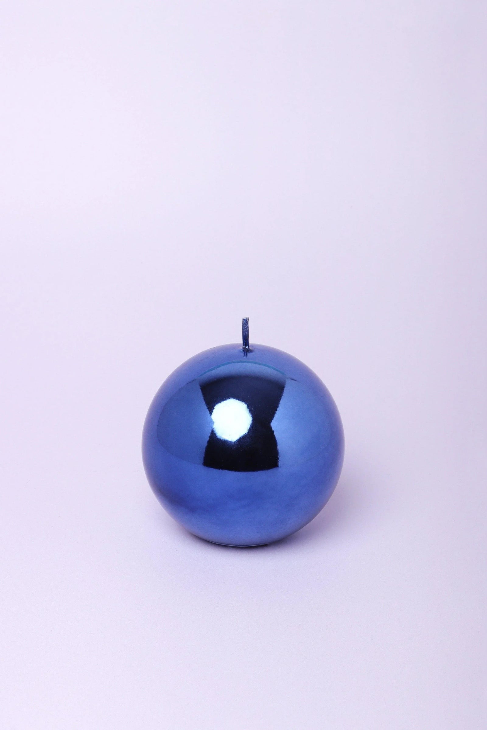 Clarae Reflet Mirror Glass Pillar and Ball Candle in Deep Sapphire — lifestyle view, G Decor