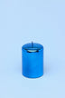 Clarae Reflet Mirror Glass Pillar and Ball Candle in Electric Azure — close-up view, G Decor
