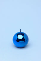 Clarae Reflet Mirror Glass Pillar and Ball Candle in Electric Azure — alternate view, G Decor