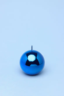 Clarae Reflet Mirror Glass Pillar and Ball Candle in Electric Azure