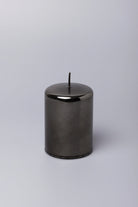 Clarae Reflet Mirror Glass Pillar and Ball Candle in Grey Mist — close-up view, G Decor