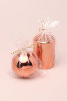 Mirror Glass Effect Limited Edition Clarae Reflet Rose Gold Pillar & Ball Candle - G Decor