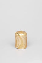 Mirror Glass Pillar and Ball Candles, Gold Spiral Glitter — close-up view, G Decor