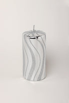 Mirror Glass Effect Limited Edition Hand-Finished Silver Swirl Glitter Pillar & Ball Candles - G Decor