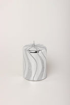 Mirror Glass Effect Limited Edition Hand-Finished Silver Swirl Glitter Pillar & Ball Candles - G Decor