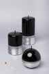 Mirror Glass Pillar and Ball Candles in Two-Tone Black Onyx and Silver — G Decor