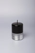 Mirror Glass Pillar and Ball Candles in Two-Tone Black Onyx and Silver — close-up view, G Decor