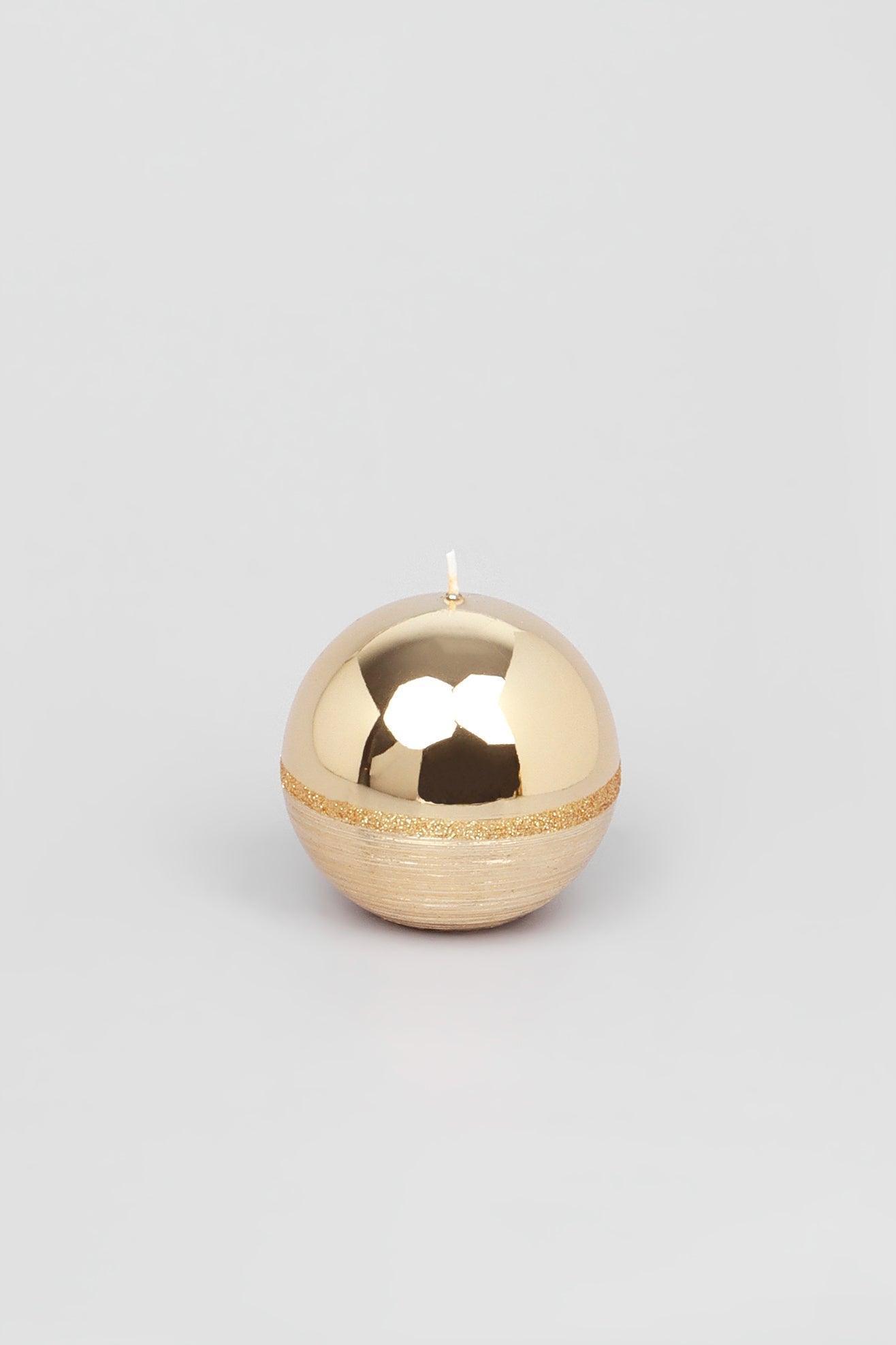 Mirror Glass Effect Limited Edition Hand-Finished Two-Tone Gold Luxe Pillar &amp; Ball Candles - G Decor