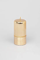 Mirror Glass Pillar and Ball Candles, Two-Tone Gold Luxe — close-up view, G Decor