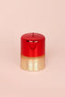 Mirror Glass Pillar and Ball Candles, Red Ruby and Gold — close-up view, G Decor