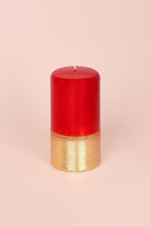 Mirror Glass Effect Limited Edition Hand-Finished Two-Tone Red Ruby & Gold Pillar & Ball Candles - G Decor