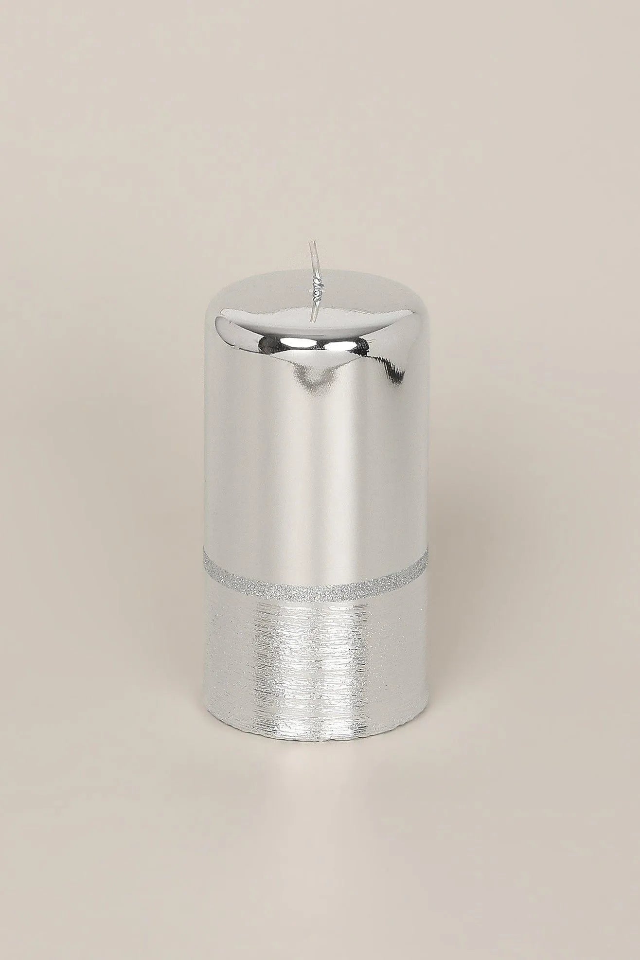 Mirror Glass Pillar and Ball Candles, Two-Tone Silver — lifestyle view, G Decor