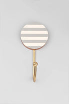 Modern Zebra Stripe Wall Hook in White Grey and Brass — close-up view, G Decor
