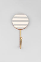 Modern Zebra Stripe Wall Hook White, Grey & Brass Round Coat Hanger - G Decor