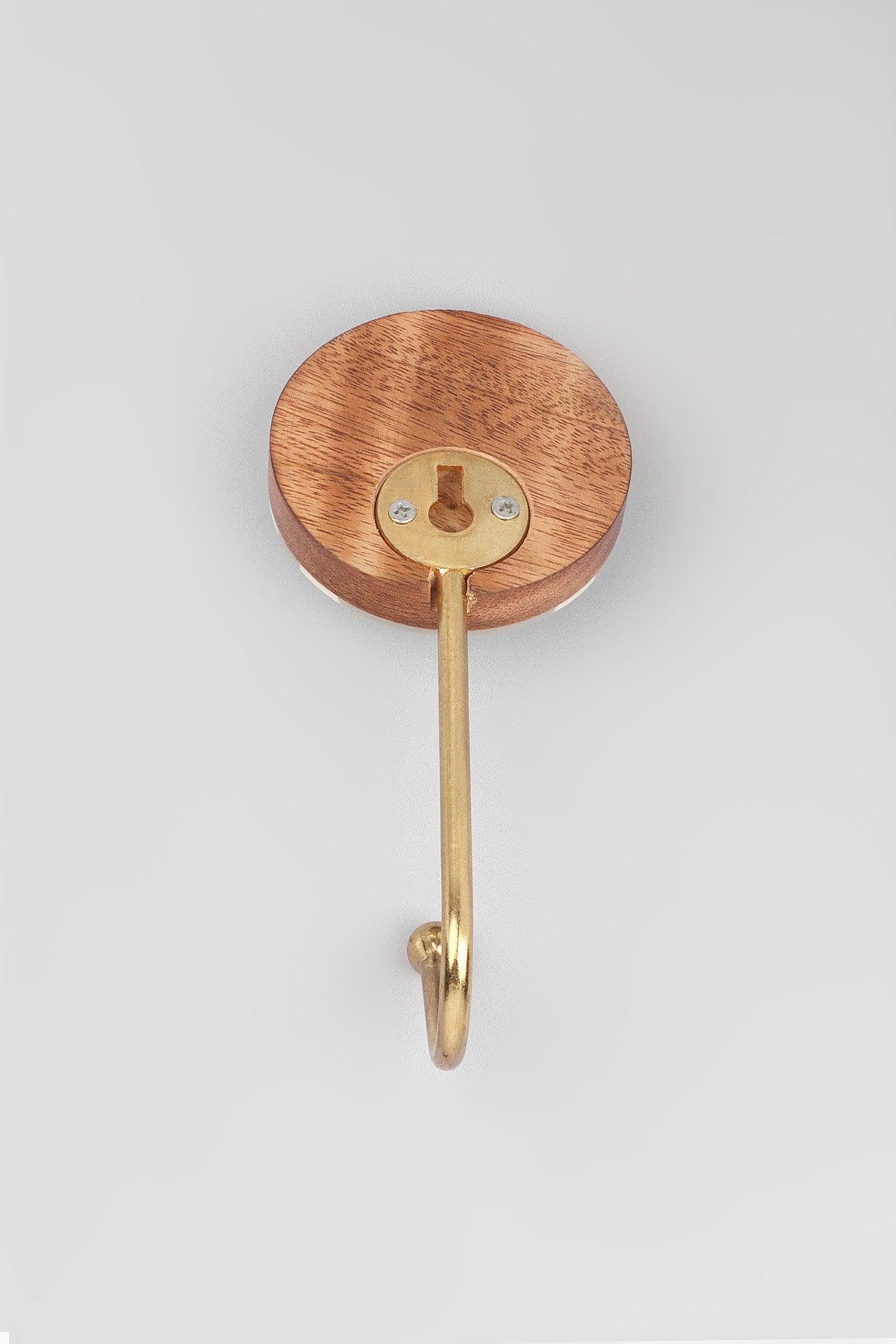 Modern Zebra Stripe Wall Hook White, Grey & Brass Round Coat Hanger - G Decor