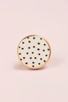 Monochrome Dotted Deco Ceramic Cabinet Knob — close-up view, G Decor