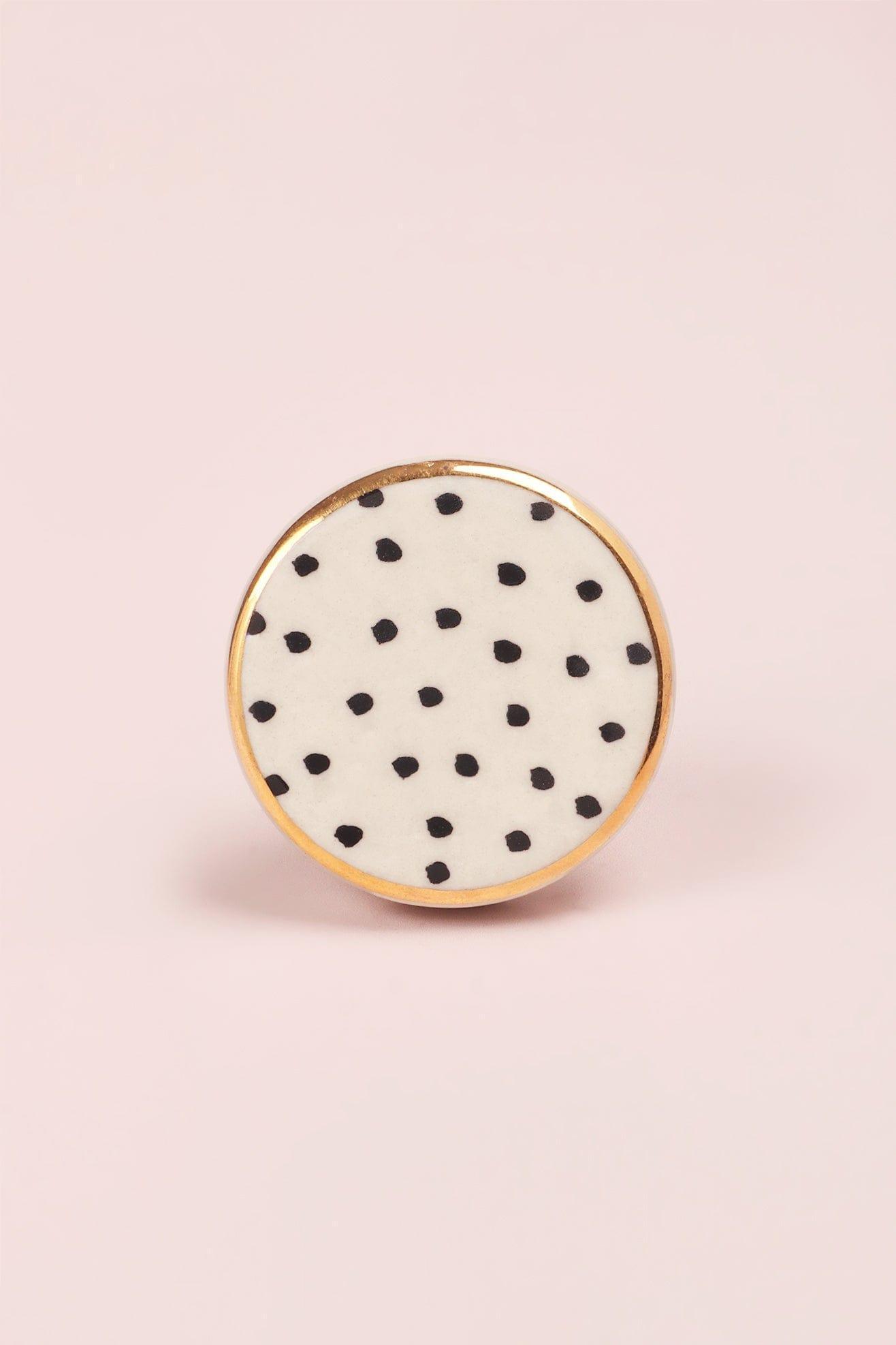 Monochrome Dotted Deco Hand-Painted Ceramic Knobs - G Decor