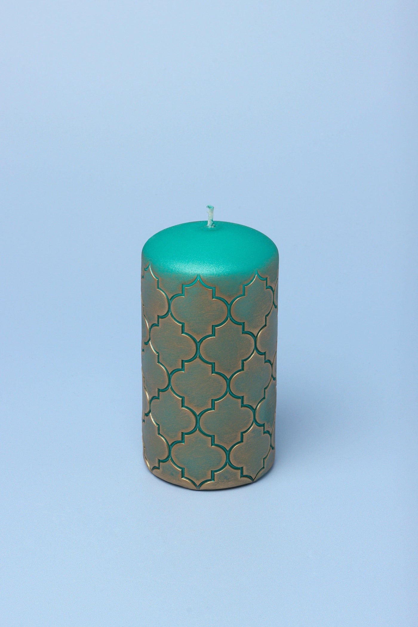 Gdecorstore Candles & Candle Holders Green / Small Morocco Gold Brass Emerald Green Pillar Candle