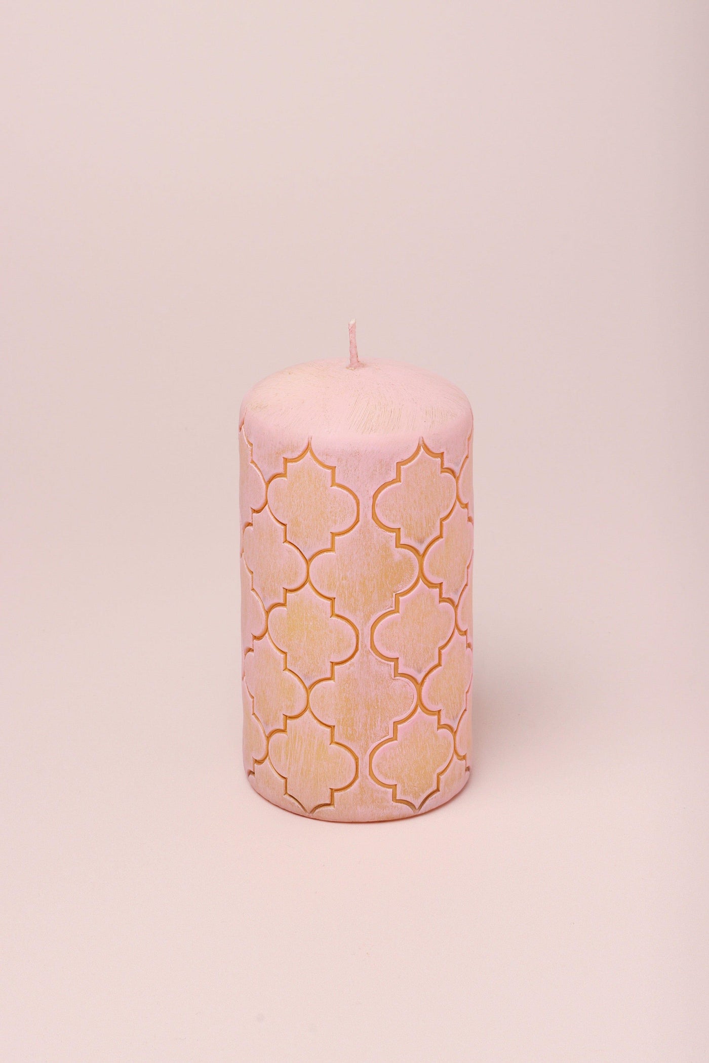G Decor Candles Pink Morocco Light Brass Pastel Pink Mint Pillar Candle