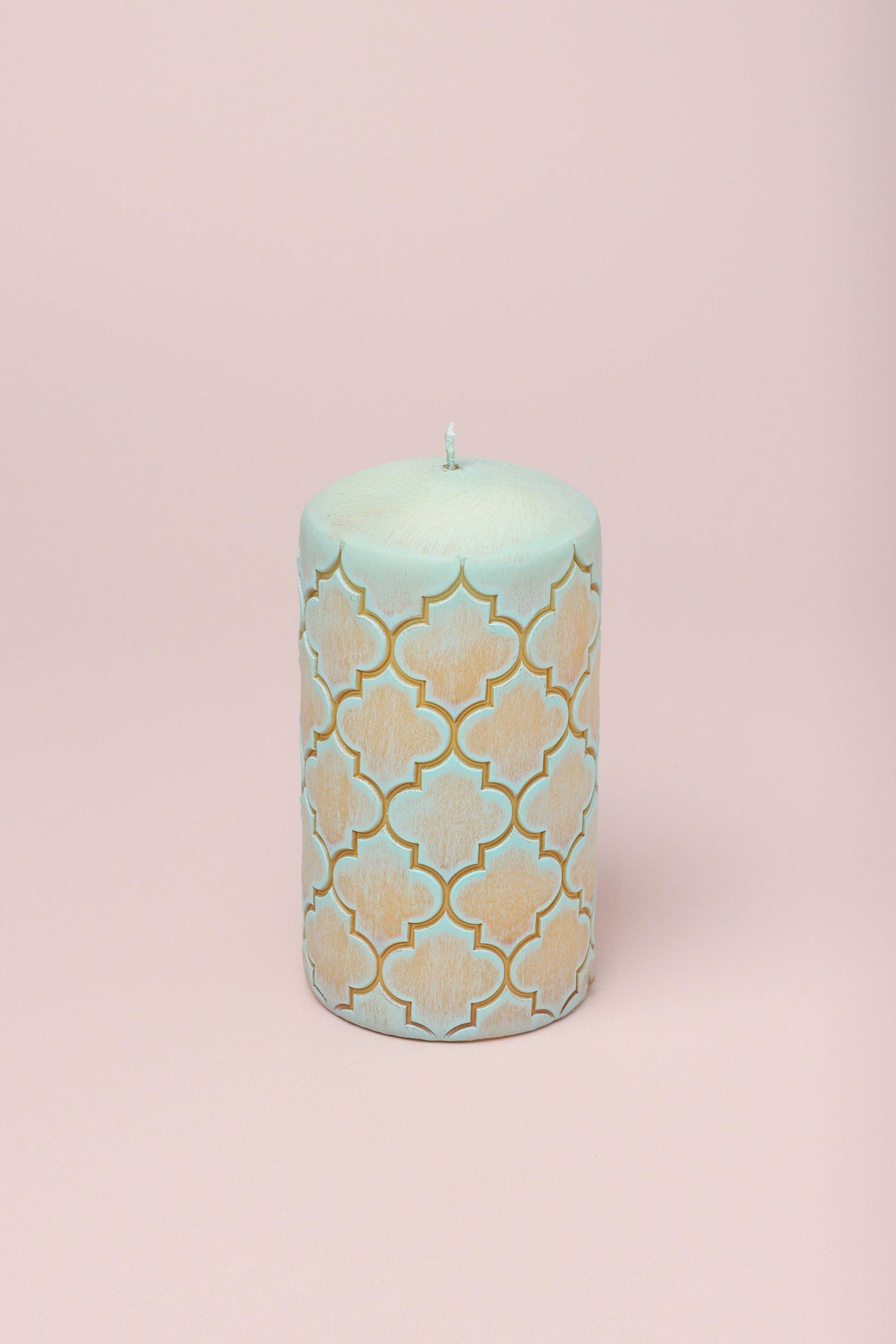 G Decor Candles Green Morocco Light Brass Pastel Pink Mint Pillar Candle