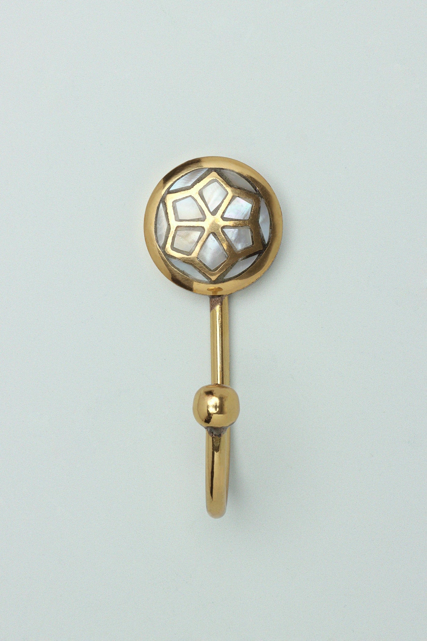 G Decor All Hooks Flower / Pearl Gold Mother Of Pearl Patterned Gold Brass Coat Hook
